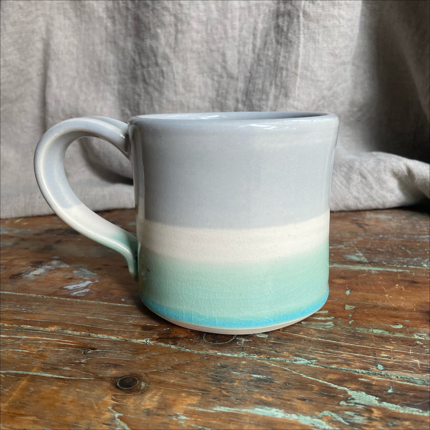 Teal and Grey Stripe Mug - 14oz