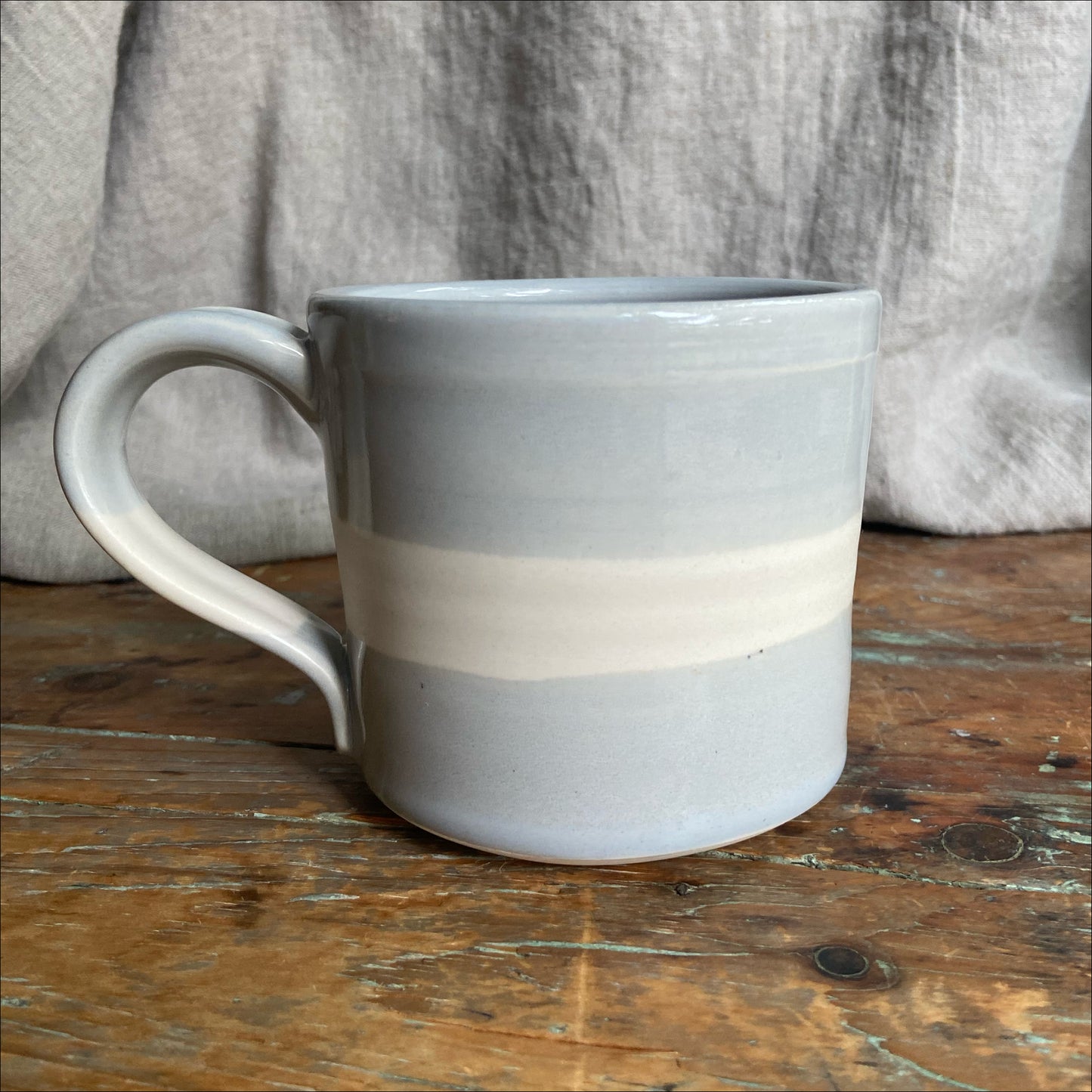 Grey and White Stripe Mug - 16oz