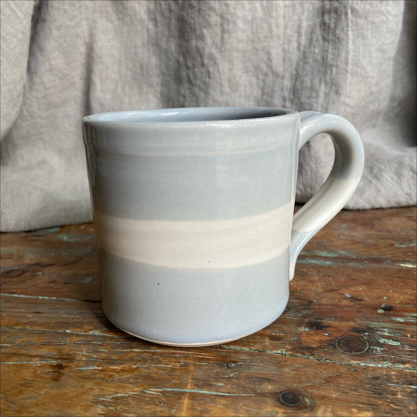 Grey and White Stripe Mug - 16oz